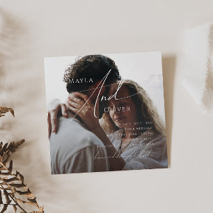 Convite Casamento de Fotografia em Quadrado de Script Mini