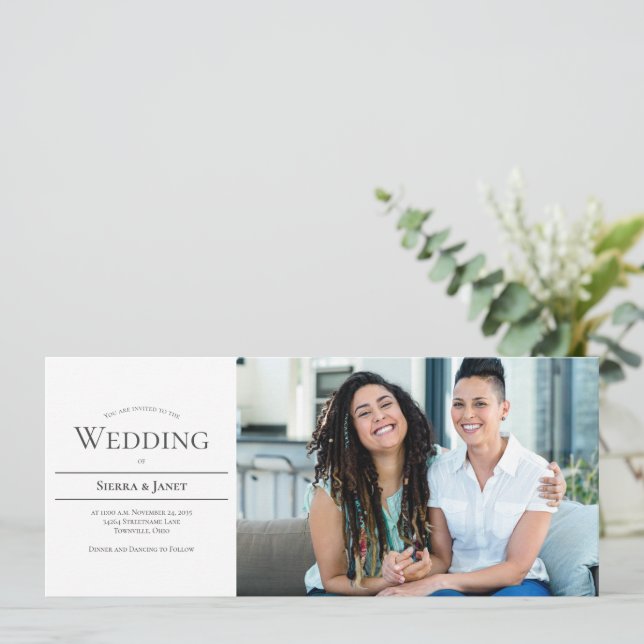 Convite Casamento de Fotografia LGBTQ da Tipografia Minima (Em pé/Frente)