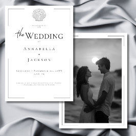 Convite Casamento de Fotografia Mínima da Tipografia Branc