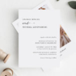 Convite Casamento de Fotografia Moderna Simples<br><div class="desc">Este convite de casamento moderno minimalista apresenta um design elegante e limpo, perfeito para anunciar seu dia especial com sofisticação. A frente mostra os detalhes essenciais do seu casamento, enquanto a parte de trás apresenta uma foto impressionante e de alta qualidade do casal feliz. Este toque pessoal adiciona uma camada...</div>