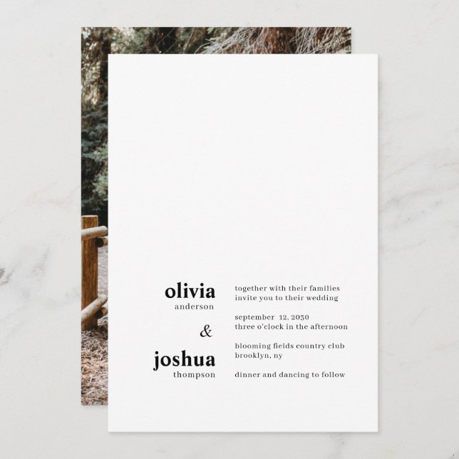 Convite Casamento de Fotografia Moderno Minimalista Simple (Frente/Verso)