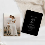Convite Casamento de Fotografia Negra Simples Clássica Mod<br><div class="desc">Este clássico convite de casamento de fotos negras é perfeito para o seu elegante casamento moderno. Esta design apresenta uma caligrafia simples branca, colocada sobre um fundo preto escuro para corresponder ao seu casamento clássico tradicional ou ao casamento de boho minimalista no primavera, verão, outono ou inverno. Por favor, sinta-se...</div>