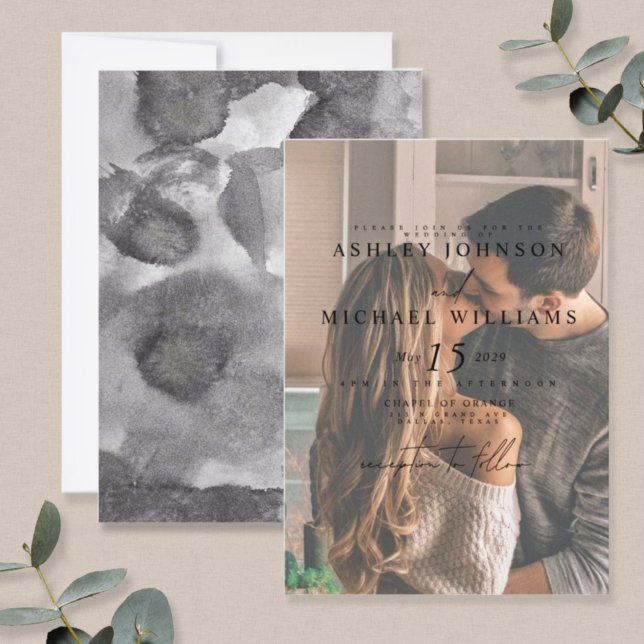 Convite Casamento de Fotografia por Aquarela Vellum Overla (Criador carregado)