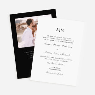 Convite Casamento de Fotografia QR Rsvp do Elegante Black