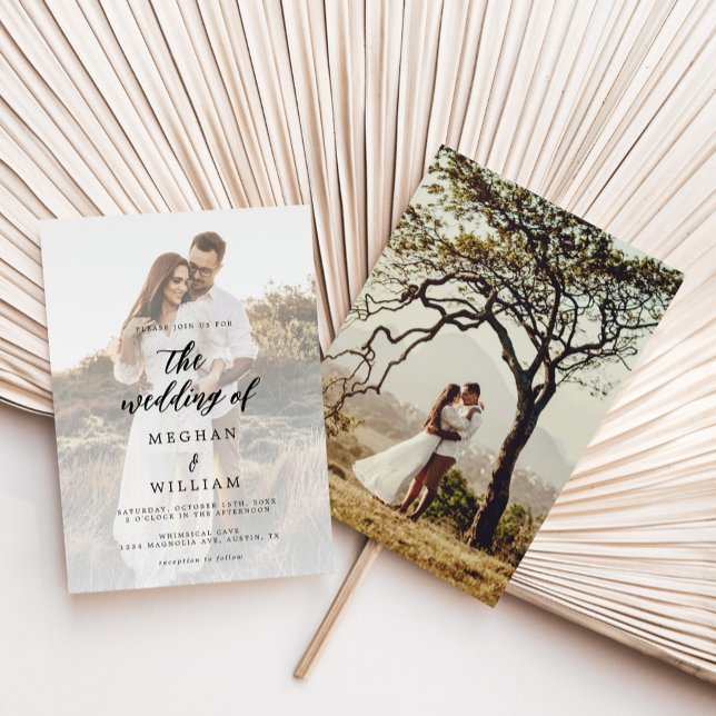 Convite Casamento de Fotografia Rustic Calliographic (Criador carregado)