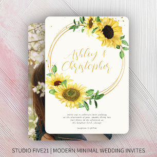 Convite Casamento de Fotografia Rustic Sunflower
