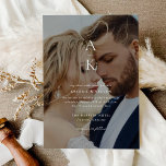Convite Casamento de Fotografia Simples do Monograma Moder<br><div class="desc">Nosso Simples Convite para Casamento de Foto de Monograma Moderno apresenta uma bela foto de noivado de sangramento de cheio sobreposta com pares de tipos modernos e um monograma das iniciais de casal.</div>