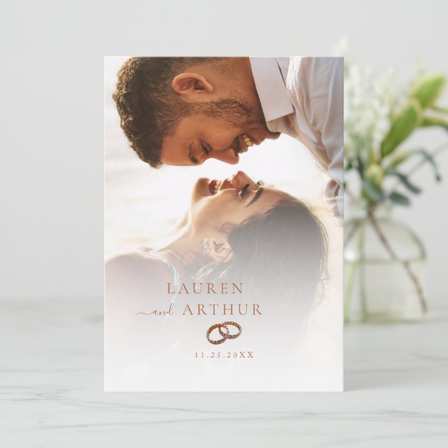 Convite Casamento de Fotografia Ultra Mínima Moderna em Ti (Em pé/Frente)