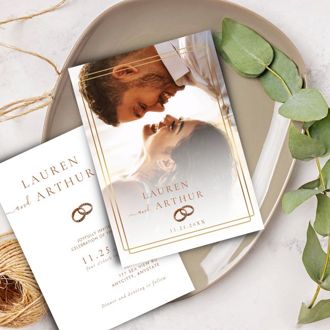 Convite Casamento de Fotografia Ultra Mínima Moderna em Ti (Criador carregado)