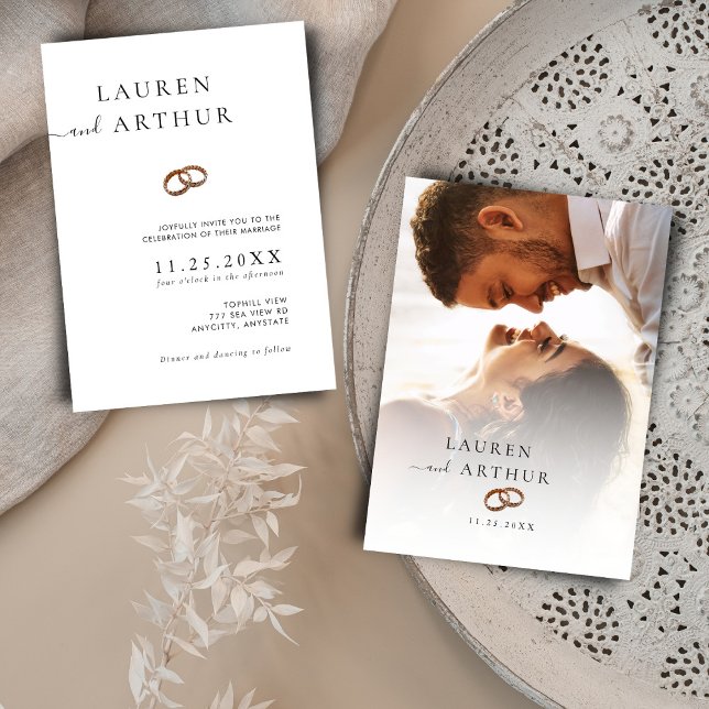 Convite Casamento de Fotografia Ultra Mínima Moderna em Ti (Criador carregado)