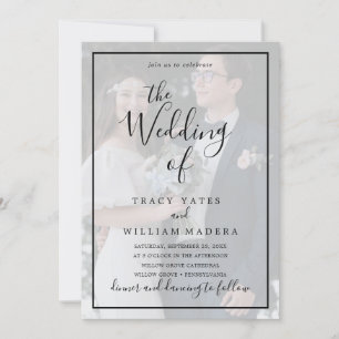 Convite Casamento de Fotografia Vellum da Caligrafia Preta