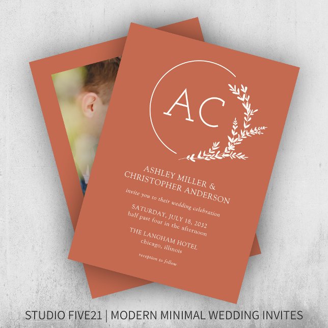 Convite Casamento de Fotografia Vermelha de Cobre com Quad (Criador carregado)