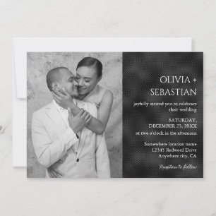 Convite Casamento de Fotografias a Preto Mínimo Moderno