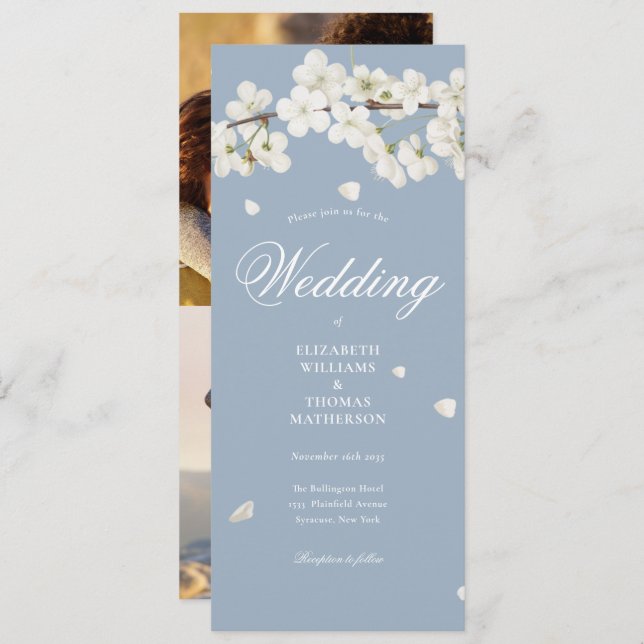 Convite Casamento de Fotografias Azul 2 com Pão Branco (Frente/Verso)