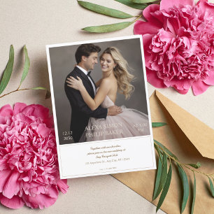 Convite Casamento de Fotografias com Bordo Elegant Beige