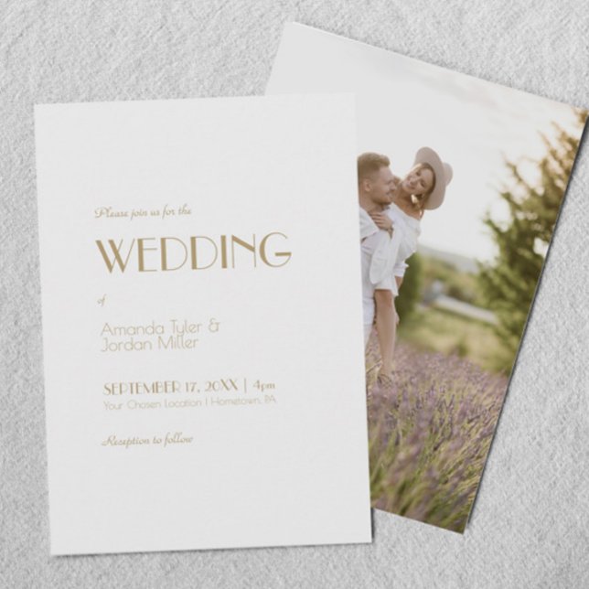 Convite Casamento de Fotografias com Deco Moderno e Dourad (Criador carregado)