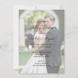 Convite Casamento de Fotografias com Gradiente do Coração 