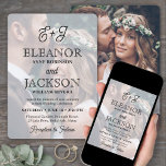 Convite Casamento de Fotografias com Monograma Elegante 2<br><div class="desc">Convide a família e os amigos para uma comemoração de casamento simplesmente elegante com convites para fotos monogramas de na moda. As imagens e todos os textos neste modelo são simples de personalizar para incluir quaisquer detalhes da sua escolha. (DICA DE IMAGEM: Uma maneira fácil de posicionar uma foto exatamente...</div>