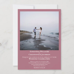 Convite Casamento de Fotografias com Rosa de Dusty Moderno