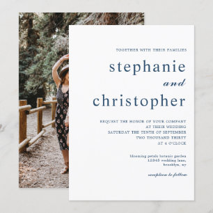 Convite Casamento de Fotografias com Script Azul Moderno M