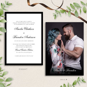Convite Casamento de Fotografias com Script Branco e Preto