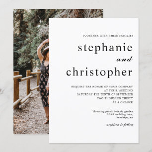 Convite Casamento de Fotografias com Script Chic Moderno M