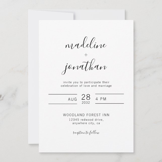 Convite Casamento de Fotografias com Script Elegante Simpl (Verso)
