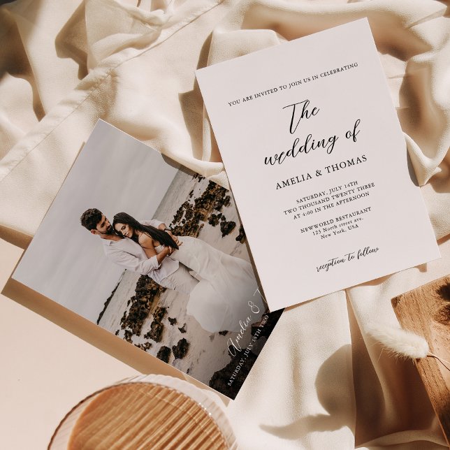 Convite Casamento de Fotografias com Script Elegante Simpl (Criador carregado)