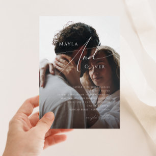 Convite Casamento de Fotografias com Script Minimalista Wh