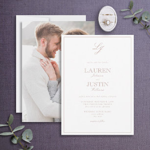 Convite Casamento de Fotografias com Script Rosa Clássico
