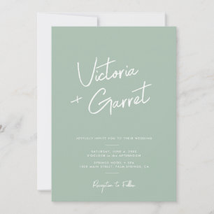 Convite Casamento de Fotografias com Script Verde Mínimo M