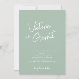 Convite Casamento de Fotografias com Script Verde Mínimo M