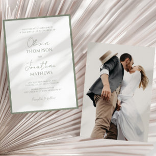 Convite Casamento de Fotografias com Script Verde Simples