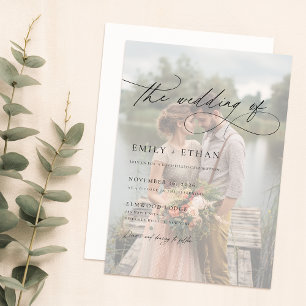 Convite Casamento de Fotografias com Sobreposição de Scrip