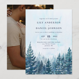 Convite Casamento de Fotografias da Floresta de Pinus, Rus