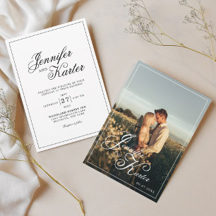 Convite Casamento de Fotografias de Fronteira Clássica Ele