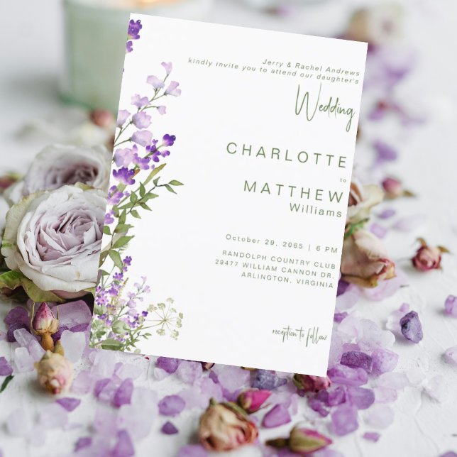 Convite Casamento de Fotografias de Lavanda dos Noivos (Criador carregado)