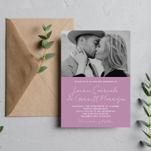 Convite Casamento de Fotografias de Lavanda Moderna Simpli