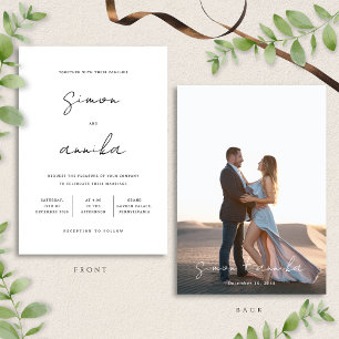 Convite Casamento de Fotografias de Letra Moderna Elegante