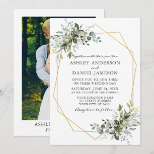 Convite Casamento de Fotografias de Moldura Geométrica em