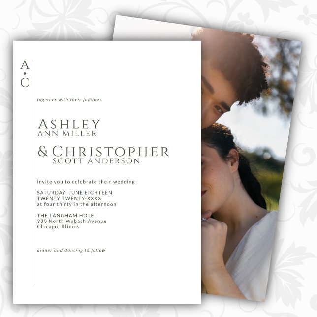 Convite Casamento de Fotografias de Monograma de Chapa Esc (Criador carregado)