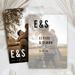 Convite Casamento de Fotografias de Monograma de Grande Ne