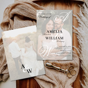 Convite Casamento de Fotografias de Nomes de Script Elegan