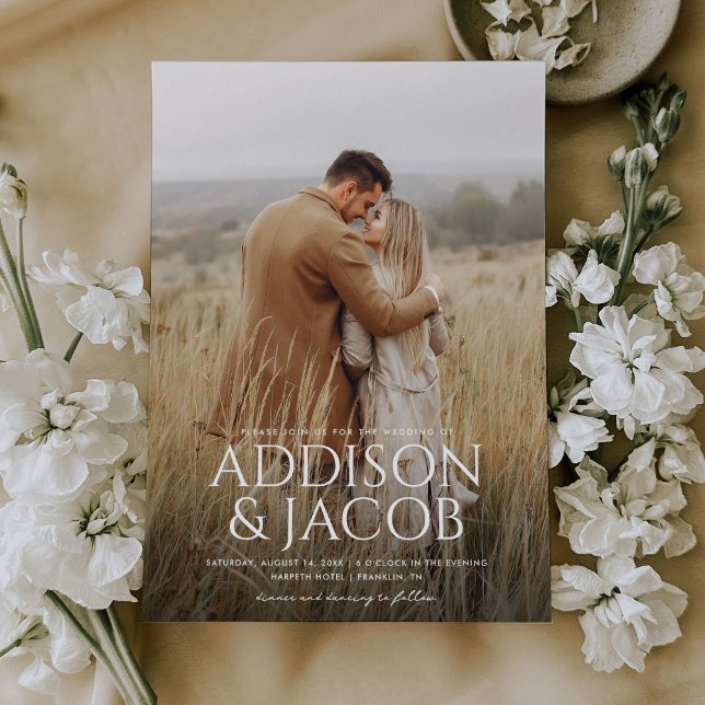 Convite Casamento de Fotografias de Nomes Simples Modernos (Criador carregado)