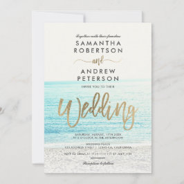 Convite Casamento de fotografias de praia com datilografia