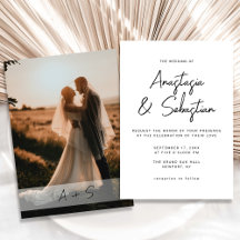 Casamento de Fotografias de Script Branco e Preto 