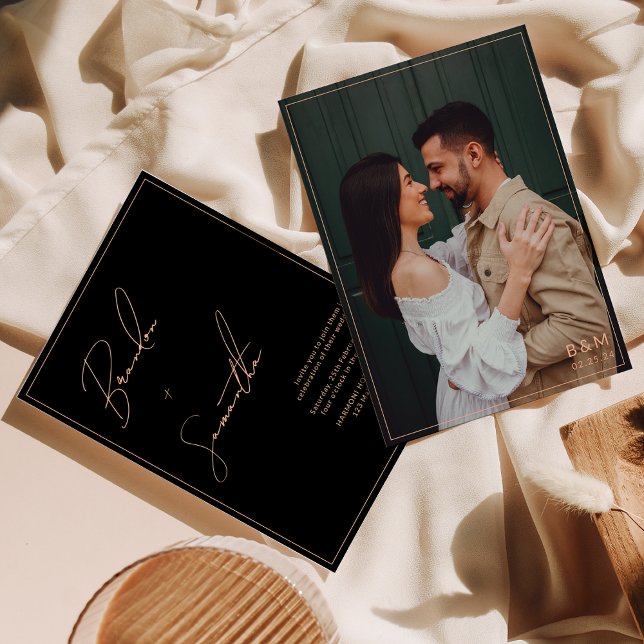 Convite Casamento de Fotografias de Script com Letra Mão P (Criador carregado)