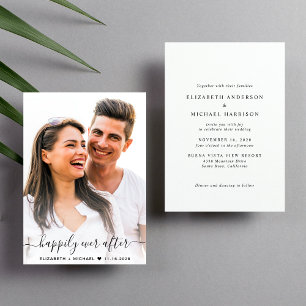Convite Casamento de Fotografias de Script Elegante