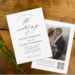 Convite Casamento de Fotografias de Script Elegante