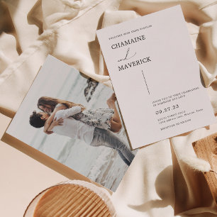 Convite Casamento de Fotografias de Script Sonhador Minima